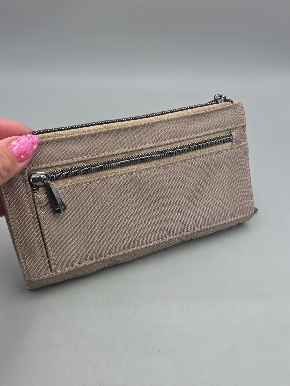 Lug Arabesque Ultra X Zip RFID Wallet in a sand Beige color